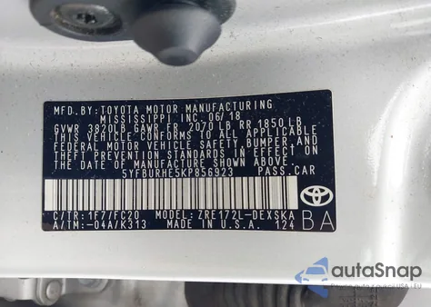 2019 Toyota Corolla Se из США, поврежденный, VIN 5YFBURHE5KP856923